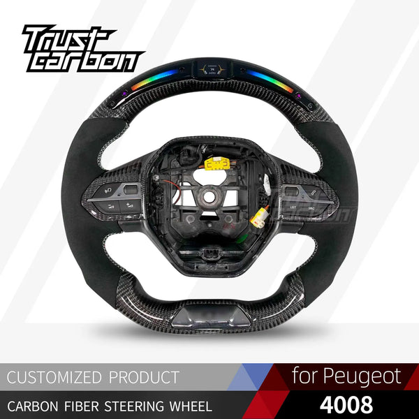 Volant chauffant en fibre de carbone avec écran LED RPM pour Peugeot