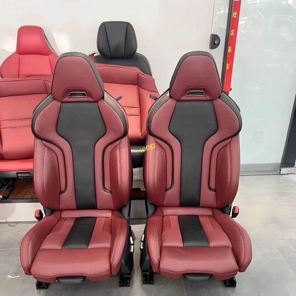 Housses de sièges cuir blanc, set complet 4 saisons pour BMW