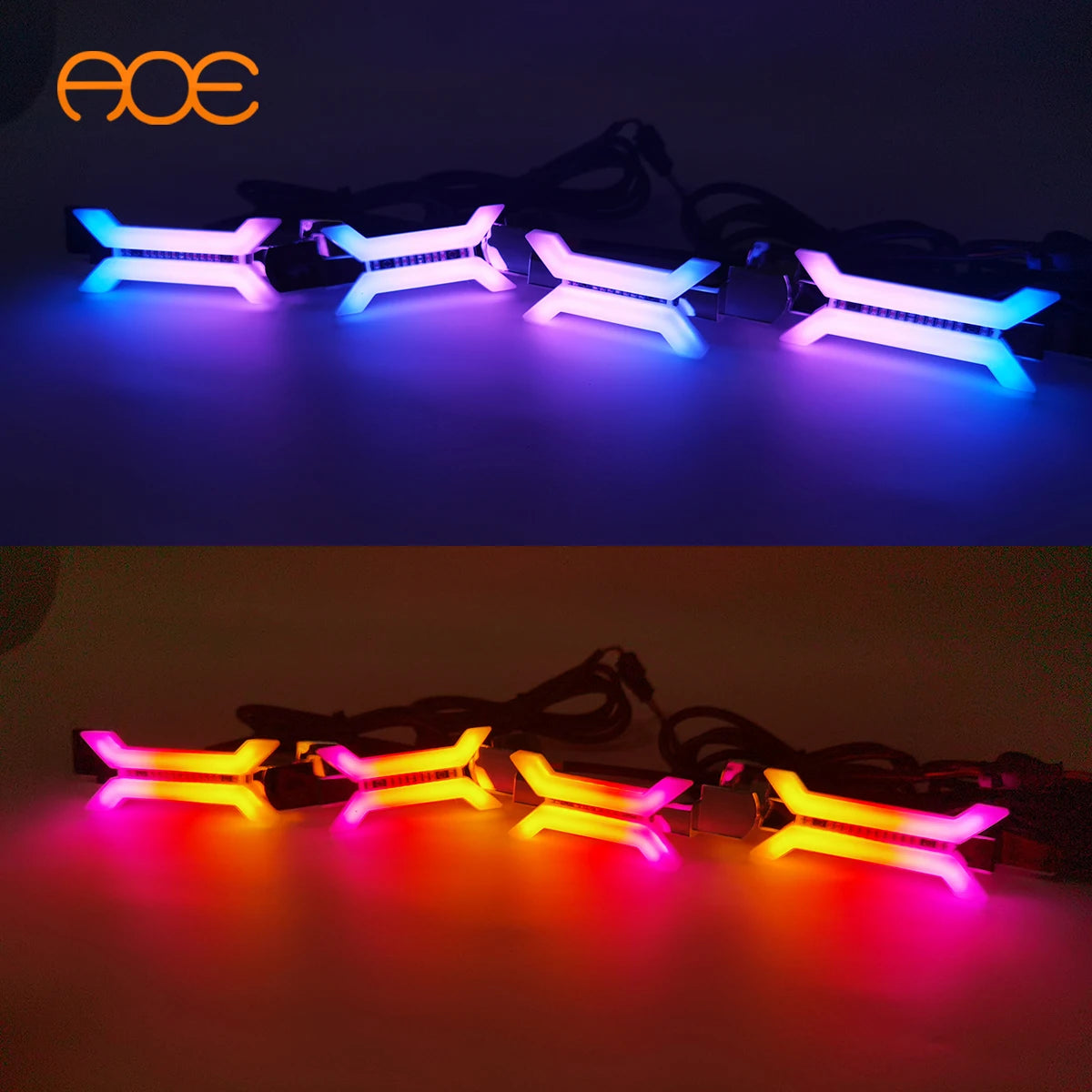 Kit 4 Feux de Jour LED RGB Chasing Pilotable par Application – Universel
