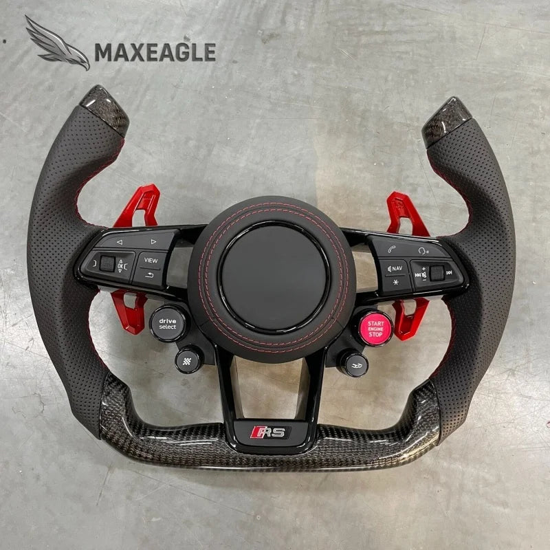 Volant complet en fibre de carbone pour Audi TT, R8, A3, A4 B9, A5, A6, A7, A8, Q3, Q5, Q7, Q8, S3 à S5 et RS3 à RS6, version sport