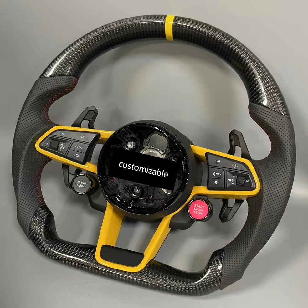 Volant de course en fibre de carbone sur mesure pour Audi RS3, RS4, RS5, S3, S4, A4, A5, A6, A7, Q5, Q7, TT et TTS