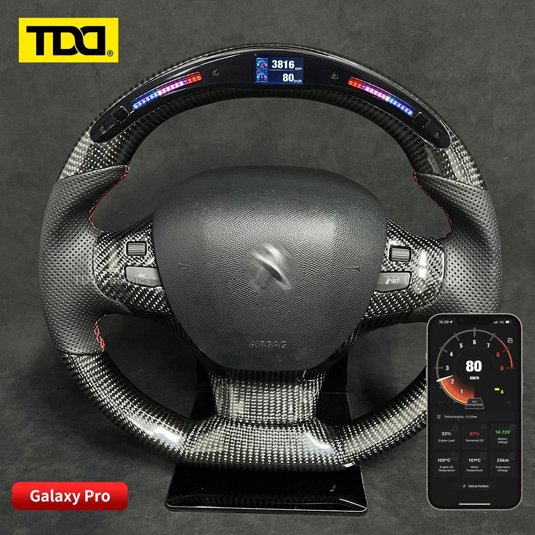 Volant intelligent Galaxy Pro en fibre de carbone avec LED pour Peugeot 308