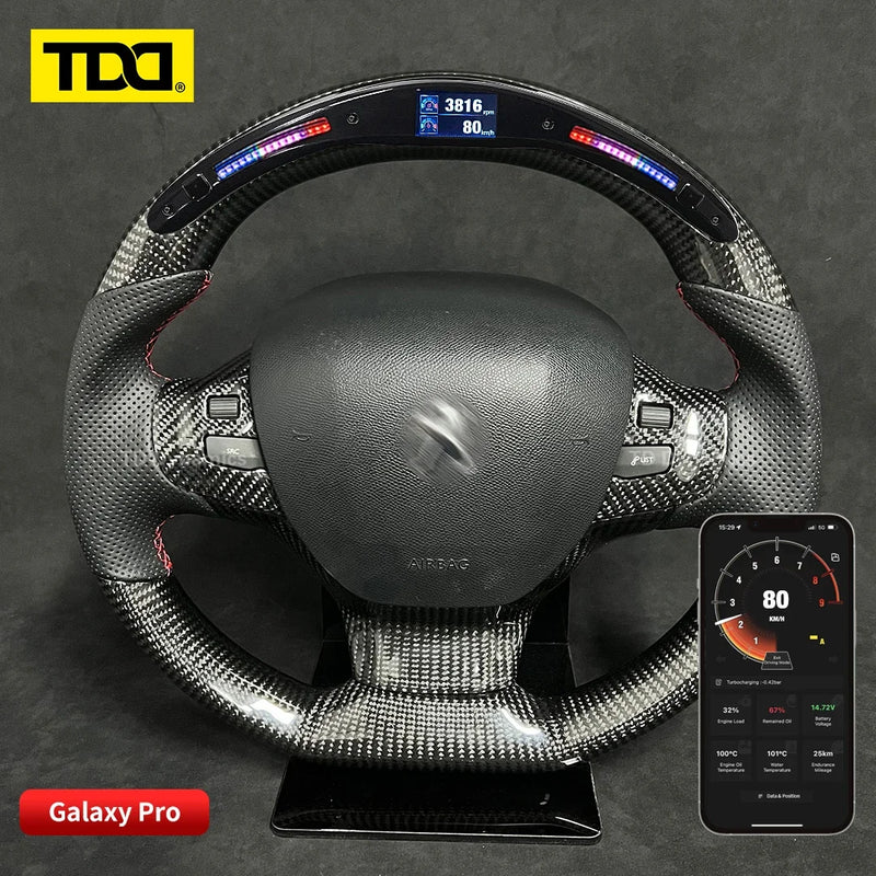 Volant intelligent Galaxy Pro en fibre de carbone avec LED pour Peugeot 308