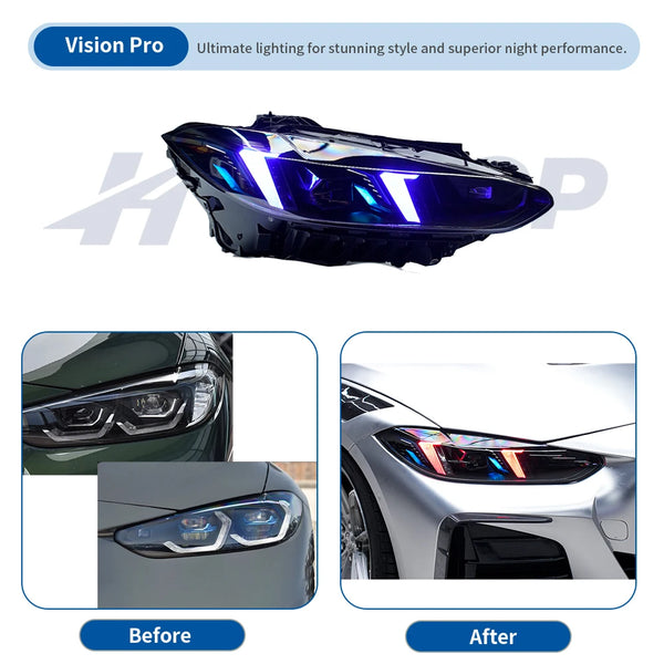 Phares LED RGB HETOP style Snake, plug & play – BMW Série 4 G22/M3 G80/M4 G82, 2021-2024