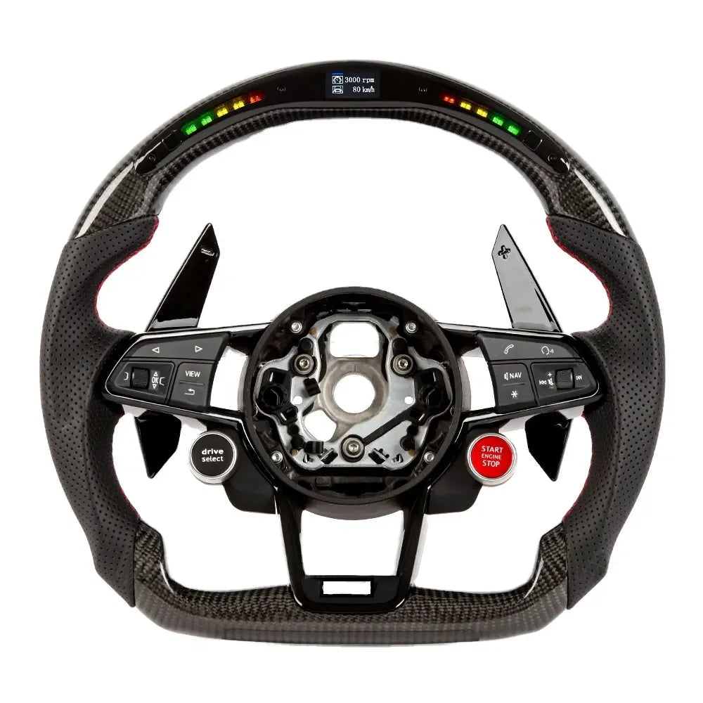 Volant sport en fibre de carbone avec LED RPM pour Audi A3, A4, A5, A6, A7, Q5, Q7, TT, S3, S5, RS3, RS5, RS7 et R8