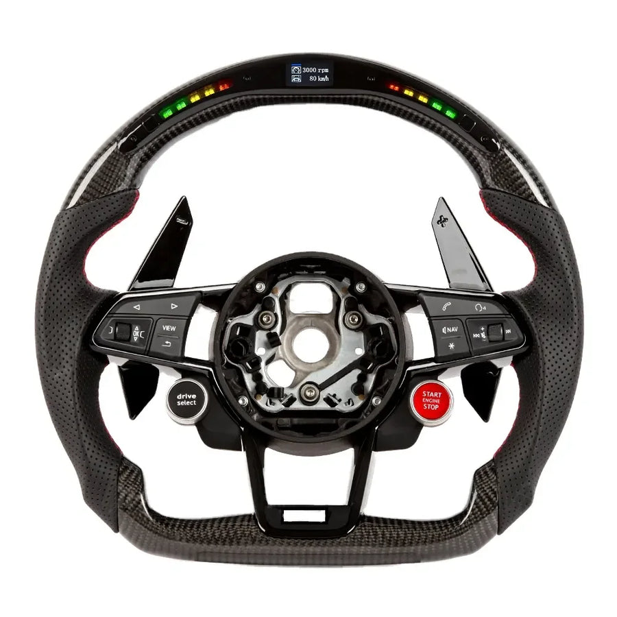 Volant sport en fibre de carbone avec LED RPM pour Audi A3, A4, A5, A6, A7, Q5, Q7, TT, S3, S5, RS3, RS5, RS7 et R8