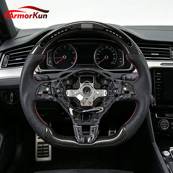 Volant carbone cuir LED pour Volkswagen Golf MK5 à MK7.5 GTI
