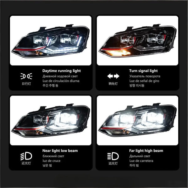 Phares LED lentille double L avec feux de jour, ampoule H7 12V – Volkswagen Polo GTI 2011-2018