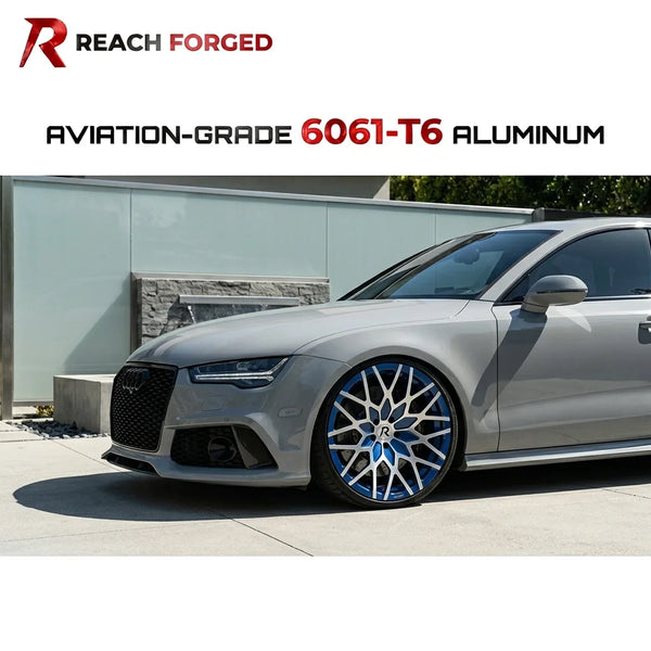 Jantes forgées Reach monobloc bleu bicolore, 20 pouces 5x112 pour Audi C7 RS7