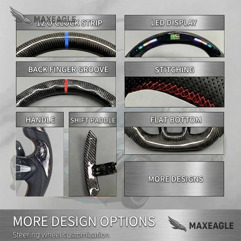 Volant complet en fibre de carbone pour Audi TT, R8, A3, A4 B9, A5, A6, A7, A8, Q3, Q5, Q7, Q8, S3 à S5 et RS3 à RS6, version sport