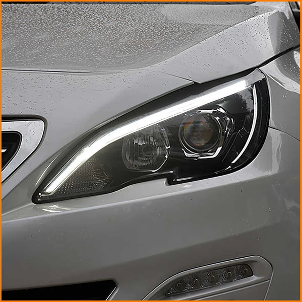 Phares avant Bi-LED à clignotants dynamiques pour Peugeot 308 et 408 (2014–2019)