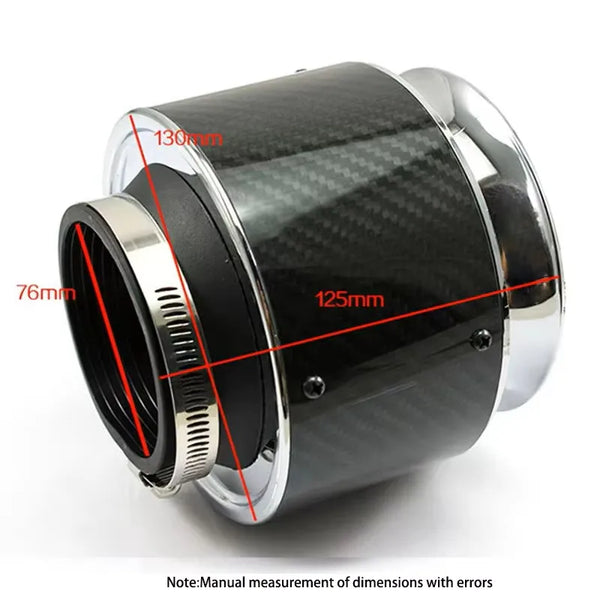 Filtre à air sport universel 76 mm avec cache carbone — vue 3