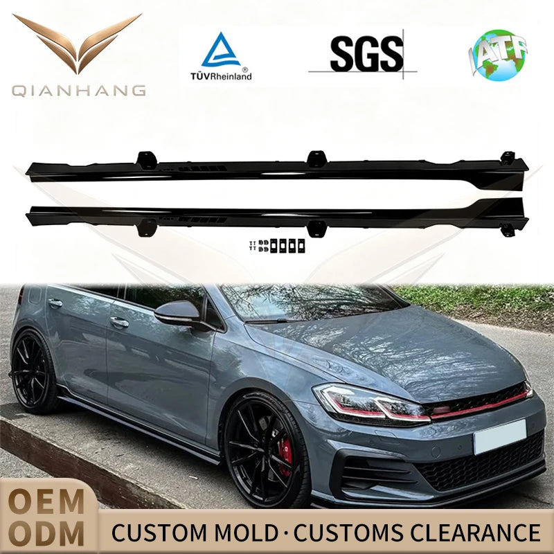 Extension de jupe latérale noire brillante pour Volkswagen Golf 7 et 7.5 R-Line, style GTI TCR