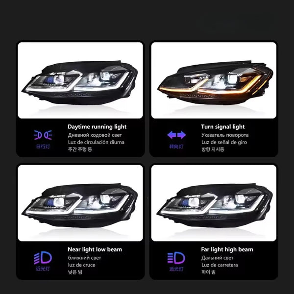 Phares LED DRL avec clignotant dynamique – Volkswagen Golf 7 Mk7, 2013-2017