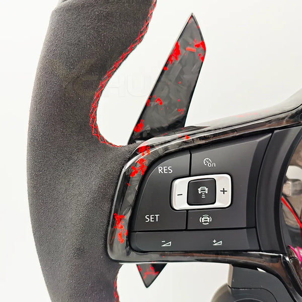Volant carbone forgé rouge LED pour Volkswagen Golf 5/6/7 R, GTI et Polo