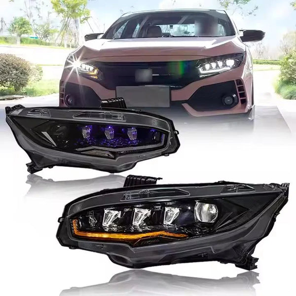Phares LED sport à animation rotative, cabochon transparent, plug & play – Honda Civic 10e génération