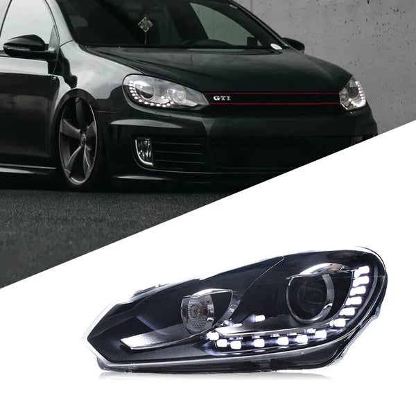 Phares LED design R20 avec feux de jour, lampe xenon – Volkswagen Golf 6 GTI, 2009-2012