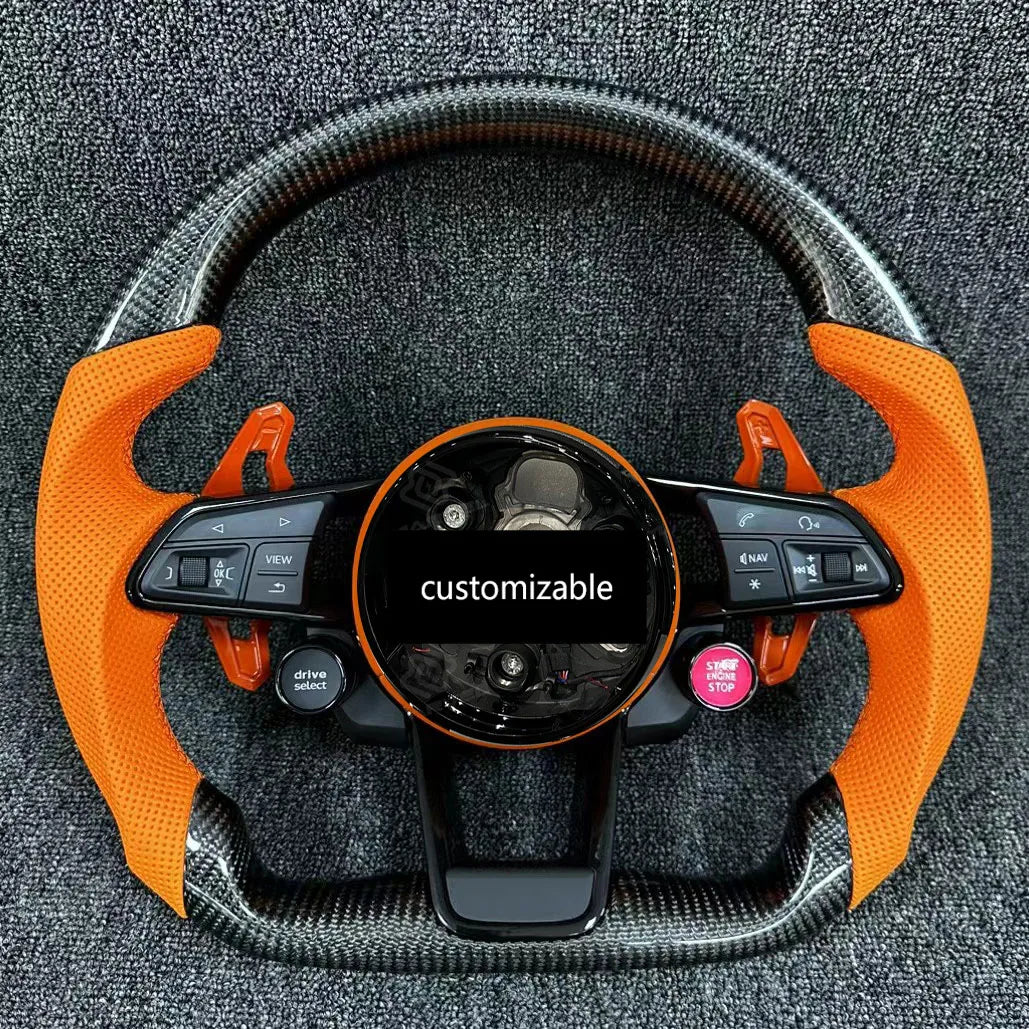Volant de course en fibre de carbone sur mesure pour Audi RS3, RS4, RS5, S3, S4, A4, A5, A6, A7, Q5, Q7, TT et TTS