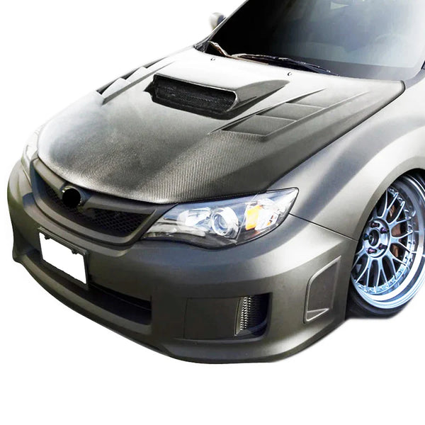 Capot FRP aspect carbone style VR-S Subaru WRX STI, 2008–2014 — vue 6