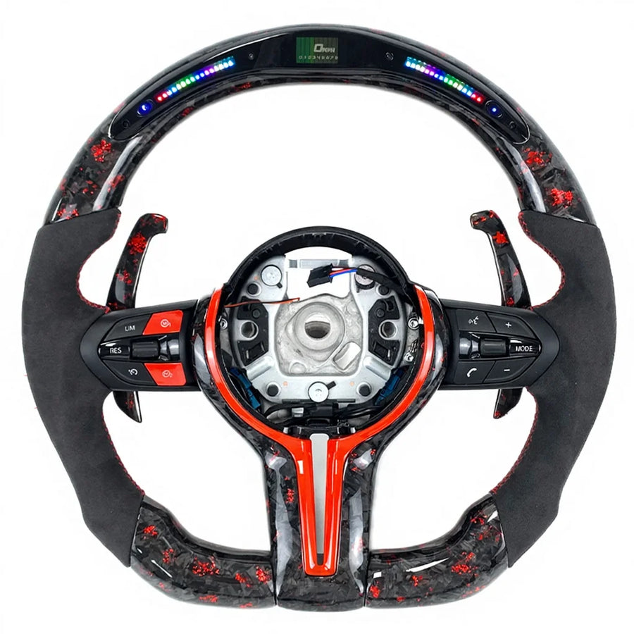 Forged fibre de carbone LED RPM volant pour BMW F30 F10 F15 F16 F06 F32 F26 F25 E46 E36 de course automobile intérieur Access