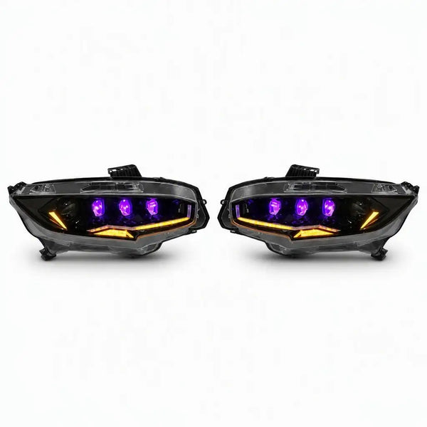 Phares LED sport à animation rotative, cabochon transparent, plug & play – Honda Civic 10e génération