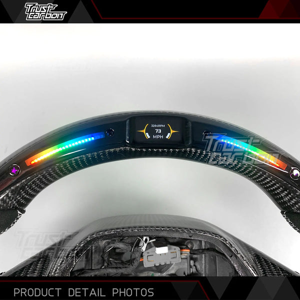 Volant chauffant en fibre de carbone avec écran LED RPM pour Peugeot