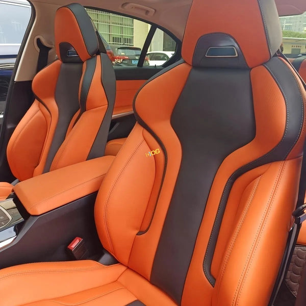 Housses de sièges cuir blanc, set complet 4 saisons pour BMW