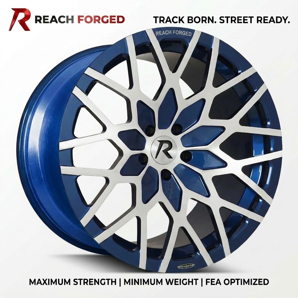 Jantes forgées Reach monobloc bleu bicolore, 20 pouces 5x112 pour Audi C7 RS7