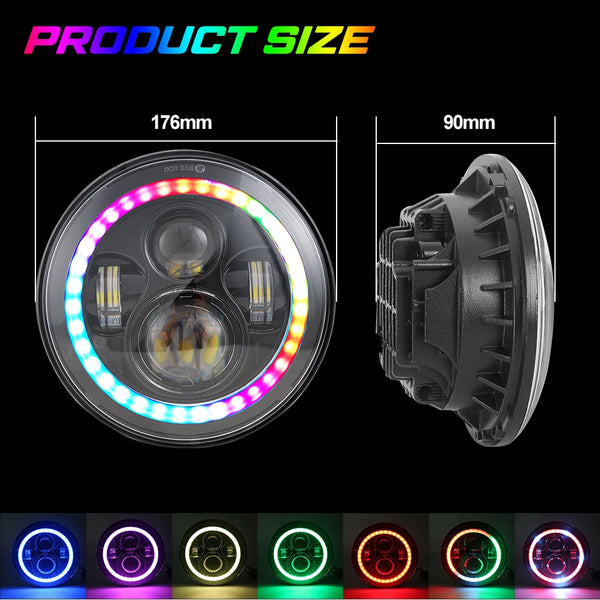 Phares LED 7 pouces Angel Eyes RGB pilotables par application Loyo – Jeep Wrangler à partir de 2014