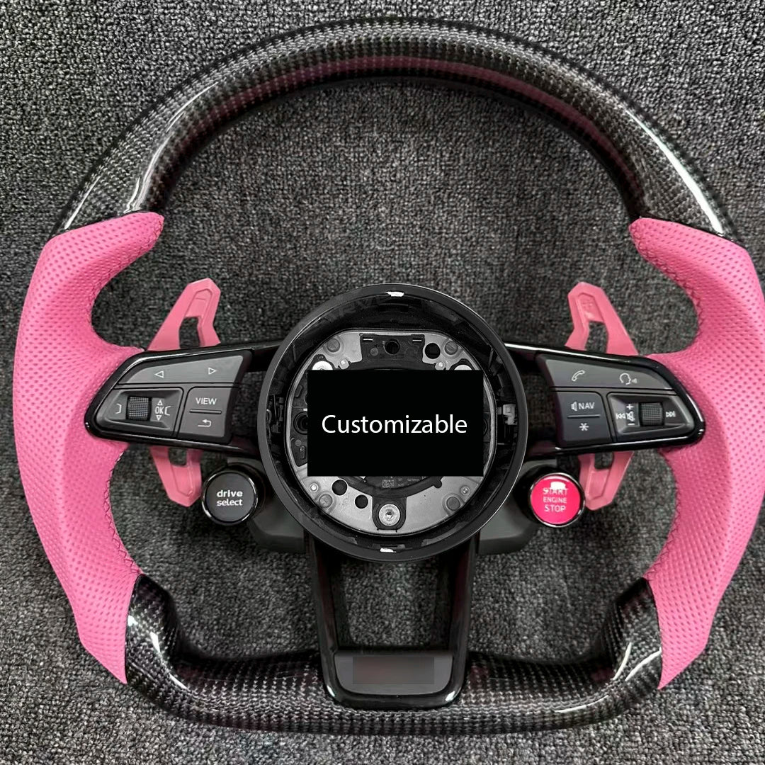 Volant de course en fibre de carbone sur mesure pour Audi RS3, RS4, RS5, S3, S4, A4, A5, A6, A7, Q5, Q7, TT et TTS