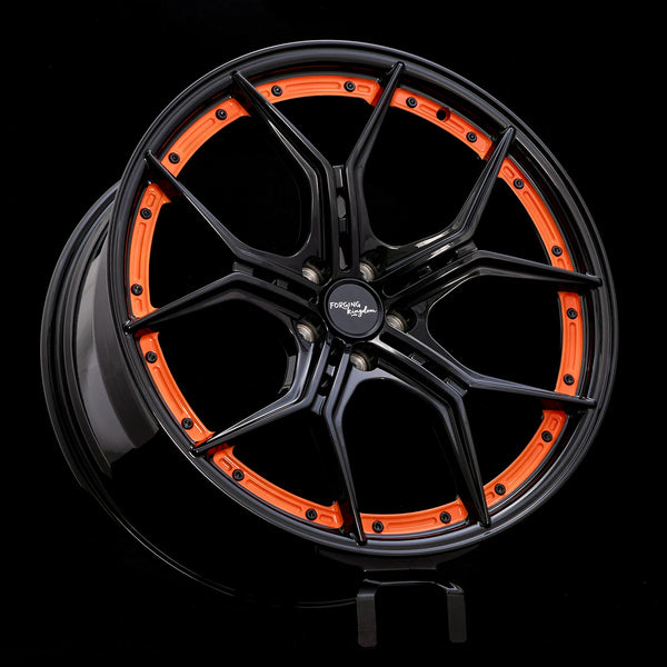 Jantes forgées lèvre orange Forging Kingdom, 17 à 24 pouces multi-branches