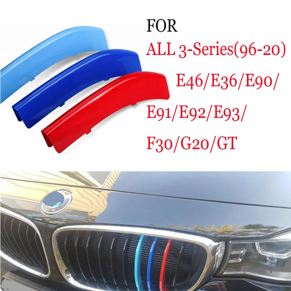 Bandes de garniture de calandre avant, 3 pièces, pour BMW série 1 2 3 4 5 6 7 8 X1 X2 X3 X4 X5 X6 X7 Z4 E46 E90 F30 E60 E81 F