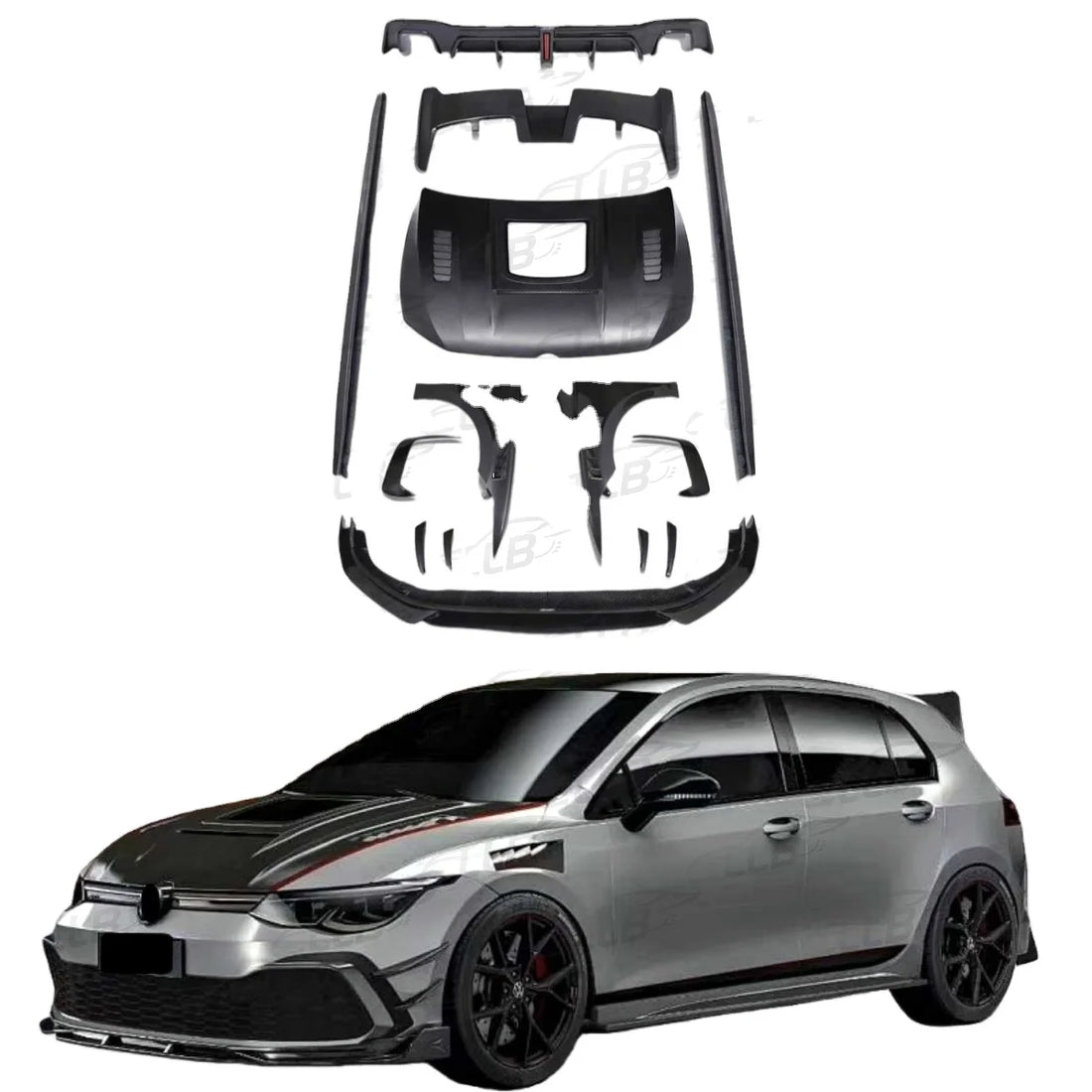 Kit carrosserie en carbone sec pour Volkswagen Golf 8 GTI
