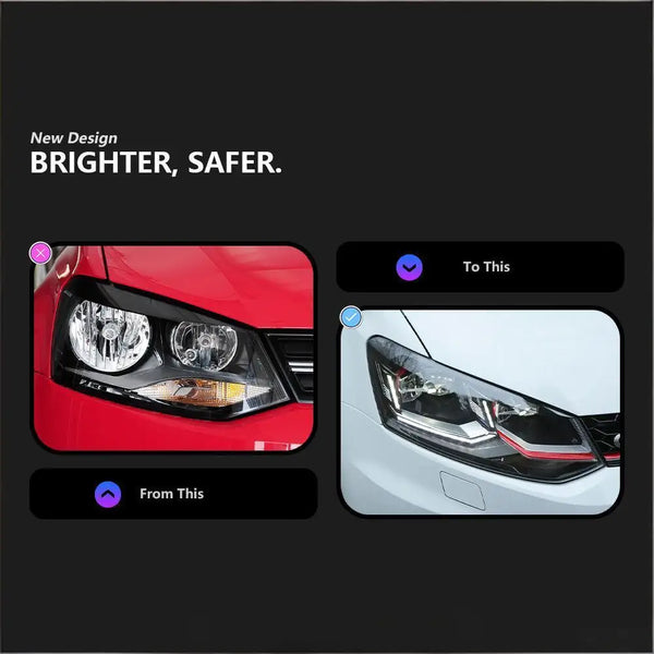 Phares LED lentille double L avec feux de jour, ampoule H7 12V – Volkswagen Polo GTI 2011-2018