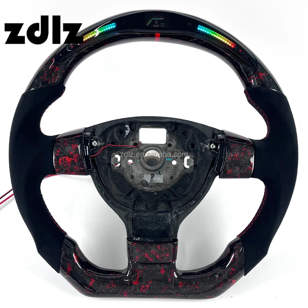 Volant carbone forgé rouge avec écran LED pour Volkswagen Golf MK5 GTI