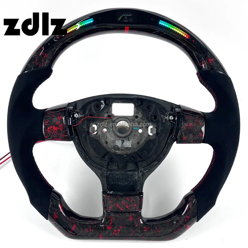 Volant carbone forgé rouge avec écran LED pour Volkswagen Golf MK5 GTI — Éclairage | OURANE
