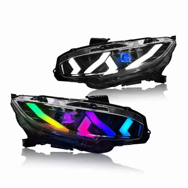 Phares LED arc-en-ciel à défilement, pilotables par application – Honda Civic 10e génération 2016-2021