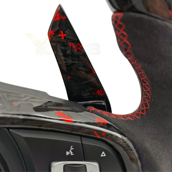 Volant carbone forgé rouge LED pour Volkswagen Golf 5/6/7 R, GTI et Polo