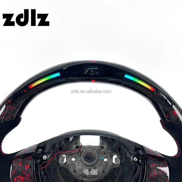 Volant carbone forgé rouge avec écran LED pour Volkswagen Golf MK5 GTI