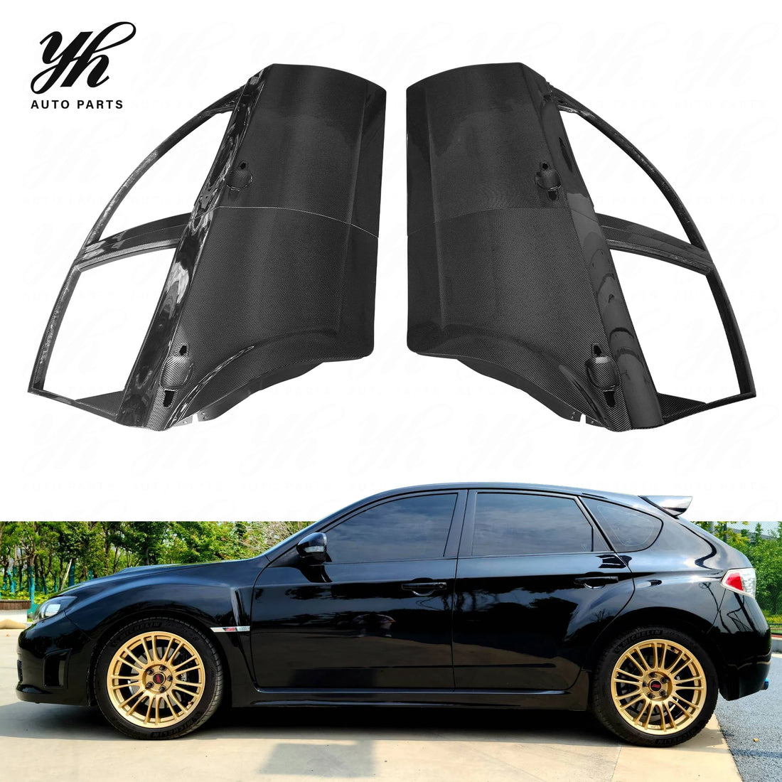 Jeu de 4 portes avant et arrière en fibre de carbone ou fibre de verre pour Subaru Impreza Hatchback GRB WRX STI