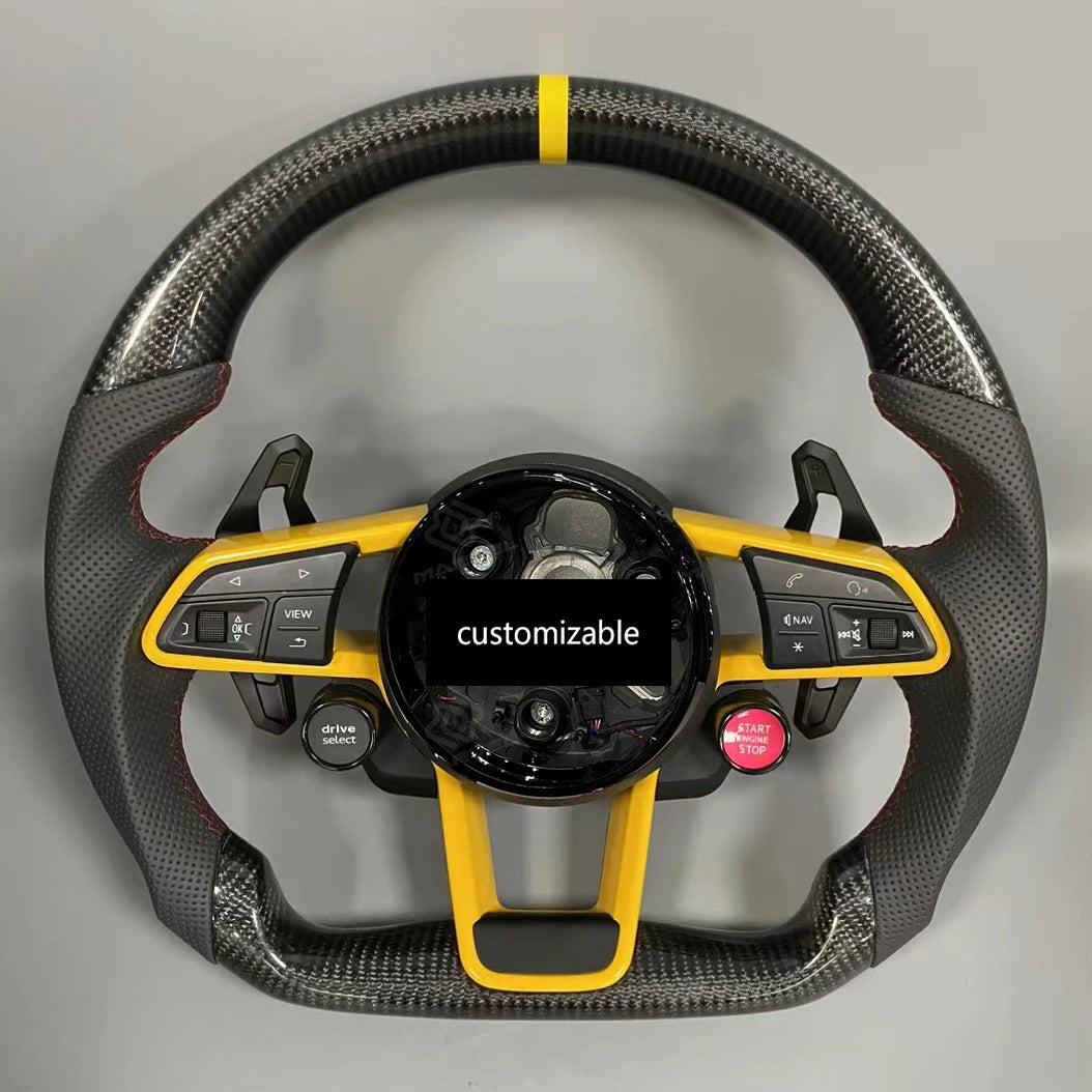 Volant de course en fibre de carbone sur mesure pour Audi RS3, RS4, RS5, S3, S4, A4, A5, A6, A7, Q5, Q7, TT et TTS