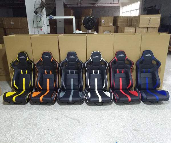 Sièges sport JBR1041B inclinables, noir avec liseré orange ou bleu