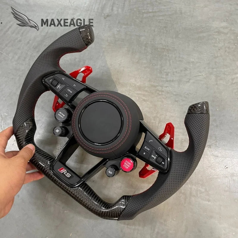 Volant complet en fibre de carbone pour Audi TT, R8, A3, A4 B9, A5, A6, A7, A8, Q3, Q5, Q7, Q8, S3 à S5 et RS3 à RS6, version sport