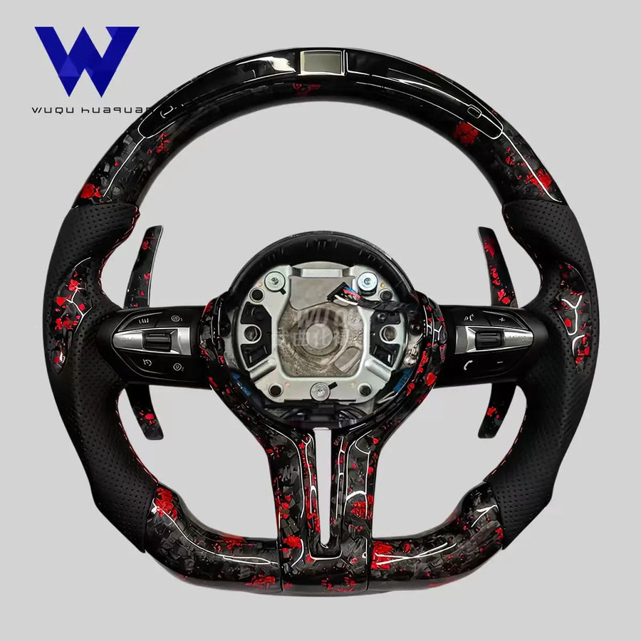 Personnalisé Premium LED Forged fibre de carbone cuir volant pour BMW, Compatible avec F-série F10 F30 F15 F22 F06 F01 - OURA