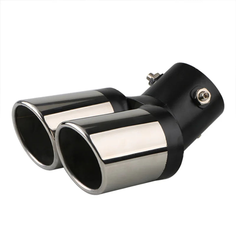 Embout d’Échappement Double Sortie Chromé Inox 63 mm – Échappement auto OURANE.COM