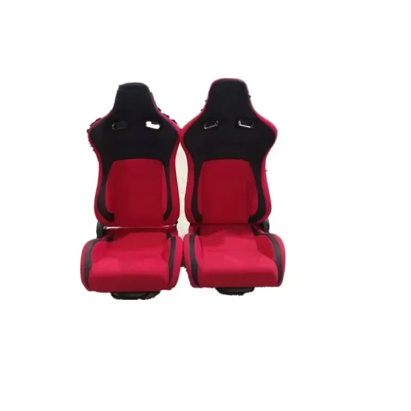 auto siège rouge tissu, noir PVC plus motif carbone avec glissière réglage simple sport siège