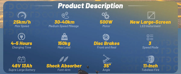 Trottinette électrique pour adultes OOTD T10, e-scooter 900W de puissance de pointe, batterie 48V 13.5Ah, écran LED - OURANE.