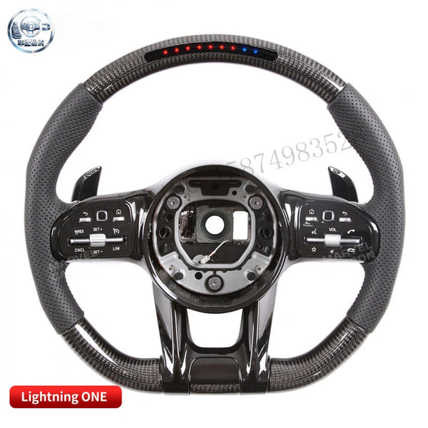 Volant en fibre de carbone LED compatible avec Mercedes-Benz AMG 2019+ avec commande mobile