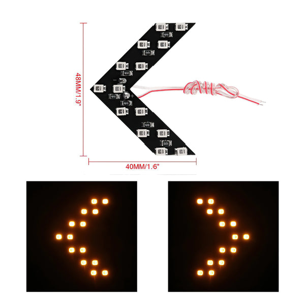 Lot de 2 clignotants LED à flèche pour rétroviseur, 12V 14 SMD – Universel