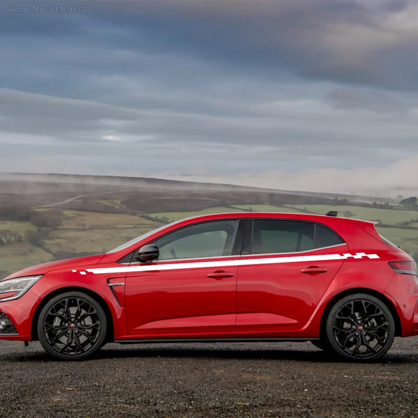 Autocollant graphique de course à rayures pour porte latérale de voiture, autocollant pour Renault Megane 2 3 4 RS Grandtoure